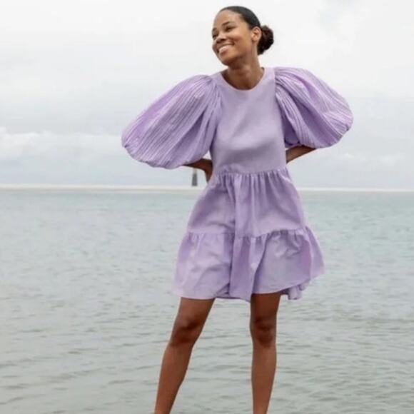 Sea New York Dresses & Skirts - Sea New York Bailey Broomstick Tiered Mini Dress - Lilac Lavender Purple -Size S